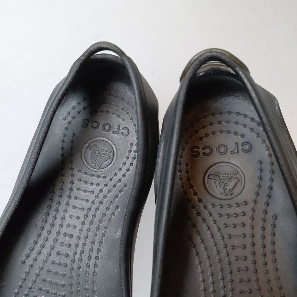 Crocs Kadee Ballet Flats Mary Jane Women's 8 Closed Toe Slingback Black EUC - Picture 7 of 9